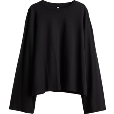 H&M Women Clothing H&M Long Sleeved Cotton Top - Black