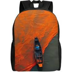 Bags Xecao Orange Net Fishing Boat Print Backpack - Waterproof