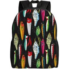 Bags Xecao Colorful Fishing Lures Print School Backpack - Waterproof