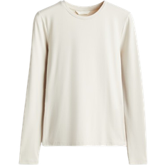 Women T-shirts H&M Long Sleeved Microfibre Top - Natural White