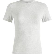 White - Women Clothing SKIMS Jersey T-shirt - Light Heather Grey