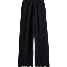 H&M Wide Crinkled Trousers - Black