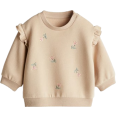 Babies Children's Clothing H&M Baby Crew Neck Sweatshirt - Beige/Flowers (1243160006)