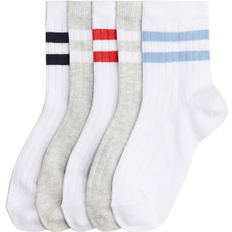 H&M Undertøy H&M Ribbed Socks 5-pack - White/Light Grey Mottled