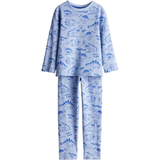 Nachtwäsche H&M Patterned Jersey Pajamas - Light Blue/Dinosaur (1230478001)