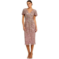 Mac Duggal Embellished Faux Wrap Flutter Sleeve Dress - Vintage Lilac