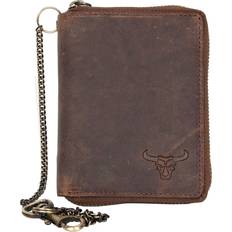 Wallets & Key Holders FLW Genuine Leather Wallet with Metal Zipper - Grey