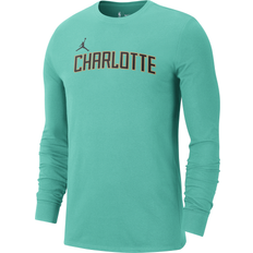 Basketball T-shirts Nike Men's Charlotte Hornets Essential City Edition Jordan NBA Long-Sleeve T-Shirt in Green HJ2797-356