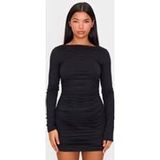 PrettyLittleThing Double Contour Ruched Detail Bodycon Dress - Black