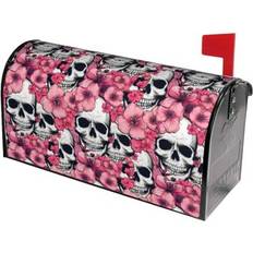 Pink Letterboxes & Posts Phelika Sugar Skull Skeleton Mailbox Cover 21 H x 18 W