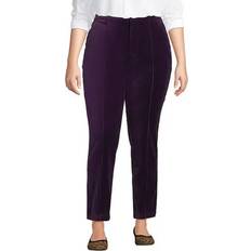 Velvet Pants & Shorts Lands' End Plus Size Velvet High Rise Pintuck Pencil Ankle Pants - Blackberry