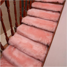 Stair Carpets Everly Quinn Stair Treads 29.5 x 9.5 in Set of 5 Pink, White