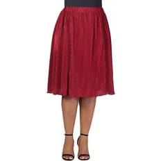 Clothing 24seven Comfort Apparel Plus Size Elegant Accordion Pleated Waistband Party Midi Skirt - Wine