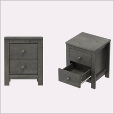 Bedside Tables Ophelia & Co Farmhouse Wooden Nightstand Set of 2 Bedside Table