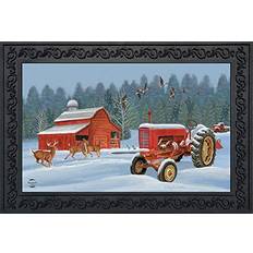 Wood Entrance Mats Briarwood Lane Winter On The Farm Doormat 30" x 18"