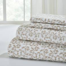 Modern Threads 4-Piece Flannel Set Bed Sheet Beige, White (259.1x228.6cm)