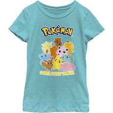 Pokémon Children's Clothing Pokémon Poke Mang Girls Short Sleeve Tee Shirt - Tahiti Blue