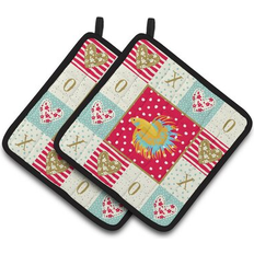 Polyester Pot Holders Caroline's Treasures Betta Love 2-Piece Potholder Set 7.5 L x 7.5 W Pot Holder Red