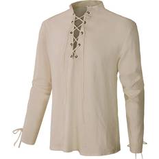 Beige - Camisa de lino Camisas Eileen Fisher Silk Mandarin Collar Shirt - Almond