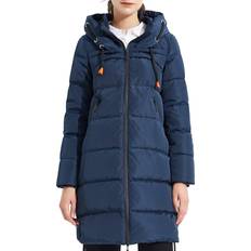 Orange - Women Coats Women's Thickened Winter Down Coat - Navy