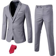 Men's 3 Piece Slim Fit Suit Set - Light Grey