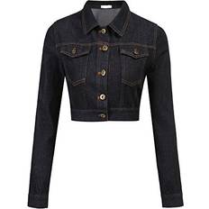 Denim - Women Jackets PrettyLittleThing Grabsa Women 's Jean Jacket Button Down Long Sleeve Cropped Casual Den
