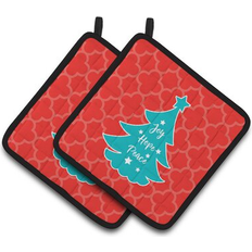 Polyester Pot Holders Caroline's Treasures Christmas Tree Potholder 7.5 L x 7.5 W Pot Holder Blue, Red