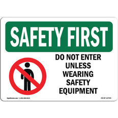 Black Workplace Signs SignMission Do Not Enter Unless Wearing Safety Sign 12.0 H x 18.0 W x 0.1 D