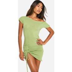 Hood Dresses boohoo Women's Rib Knit Ruched Mini Dress - Green
