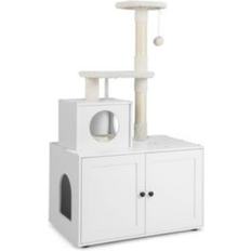 SUGIFT Cat Tree with Litter Box Enclosure