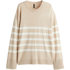 H&M Fine Knit Jumper - Light Beige/Striped