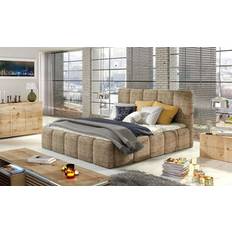 Letti Regolabili Fun-Möbel Polsterbett Bett VERONA Komplettset Webstoff Cappuccino 140x200 cm Letto Regolabile