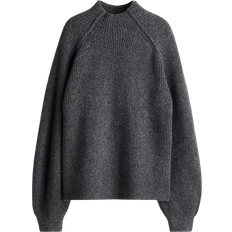 H&M Ribbed Turtleneck Sweater - Dark Gray Mottled