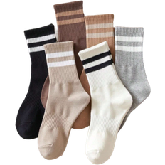 Shein Clothing Shein 6 Pairs Women's Striped Business Casual Mid-Calf Socks