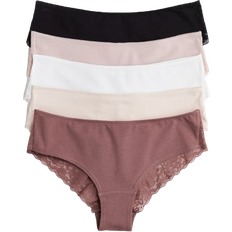 H&M Damen Slips H&M Hipsters 5-pack - Matte Pink/Light Pink/Black/White/Powder Pink