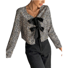 Shein Frenchy Women's Casual Long Sleeve Leopard Print Shirt With Bow,Women Costumes,Fall,Commute,Minimalist,Office,Old Money Women's Casual Long Sleeve Leopard Print Shirt With Bow,Women Costumes,Fall,Commute,Minimalist,Office,Old Money