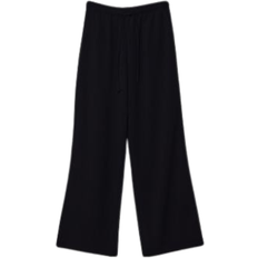 Viscose Trousers Stradivarius Long Flowing Fabric Pants - Black