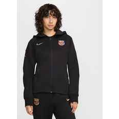 Nike FC Barcelona Tech Fleece Windrunner Nike Fußball-Hoodie mit durchgehendem Reißverschluss für Damen Schwarz (EU 48-50)