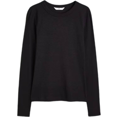 Damen - Schwarz T-Shirts H&M Women's Modal Mix Ribbed Shirt - Black