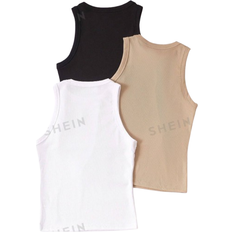 Shein MOOSTA 3pcs Ribbed Knit Tank Top