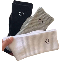 Shein 3pairs/Set Sporty Trendy Long Tube Socks With Heart Pattern