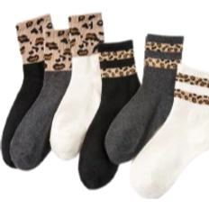 Shein 6 Pairs Women Leopard Print Crew Socks