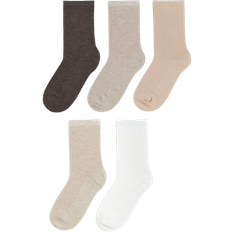 H&M Underkläder H&M Ribbed Socks 5-pack - White/Beige