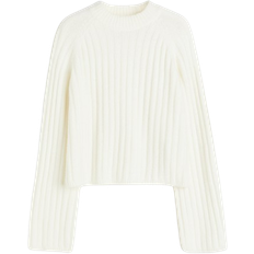 White - Women Jumpers H&M Rib Knit Jumper - White