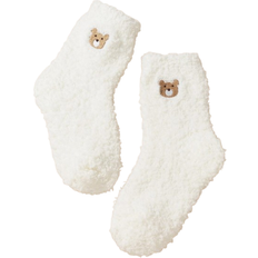 White Socks Shein 1pair Kids' Cute Cartoon Bear Embroidered Warm Floor Socks