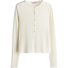 Viskose Cardigans H&M Ribbed Cardigan - Cream