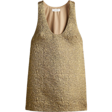 H&M Short Dresses H&M Shimmering Jacquard-Weave Dress - Gold