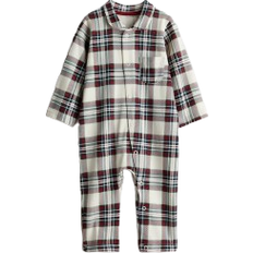 Nattøy H&M Collared Sleepsuit - Light Beige/Red Checked