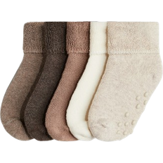 Organic/Recycled Materials Underwear H&M Anti-Slip Terry Socks 5-pack - Dark Brown/Brown (1167722003)