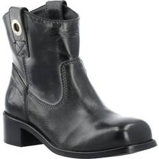 Cashott Casvilma Pull On Low Cut Boot Waxy Leather Cowboy Biker - Black